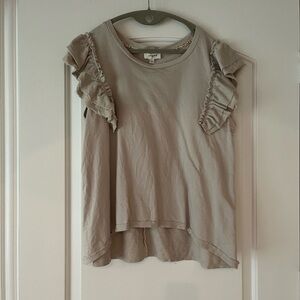 Umgee Taupe Ruffled Sleeve Top